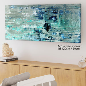 Turquoise Teal Abstract Painting Wall Art Print Canvas - Modern