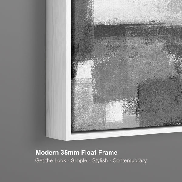 Extra Large Modern Living Room Pictures - Black White Grey Framed Canvas Abstract - XXL 212cm Wide