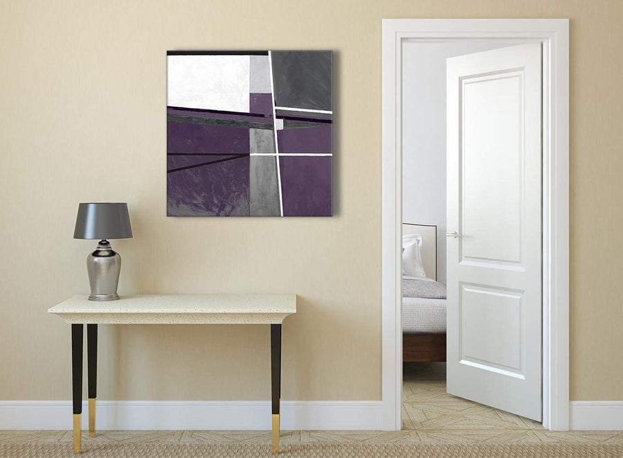 Aubergine Grey Painting Abstract Living Room Canvas Pictures Decor 1s392l - 79cm Square Print