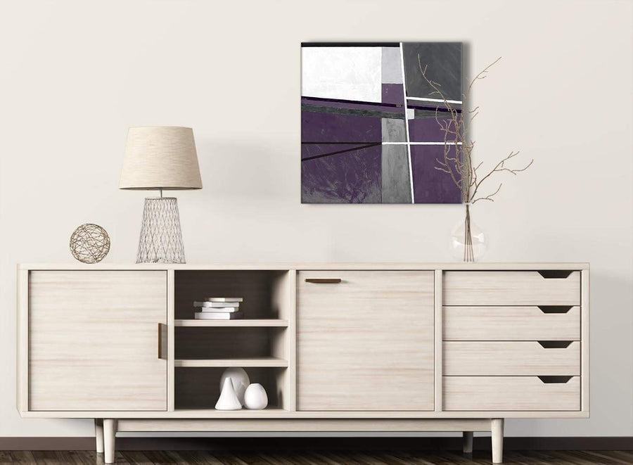 Aubergine Grey Painting Kitchen Canvas Pictures Decorations - Abstract 1s392m - 64cm Square Print