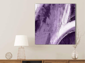 Aubergine Plum and White - Bathroom Canvas Pictures Accessories - Abstract 1s449s - 49cm Square Print