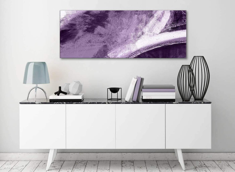 Aubergine Plum and White - Living Room Canvas Wall Art Accessories - Abstract 1449 - 120cm Print