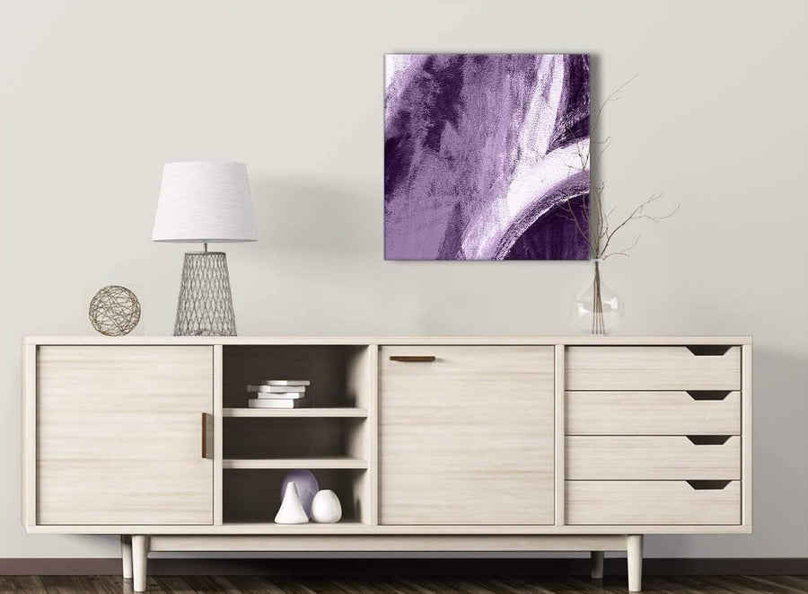 Aubergine Plum and White - Stairway Canvas Wall Art Decorations - Abstract 1s449m - 64cm Square Print