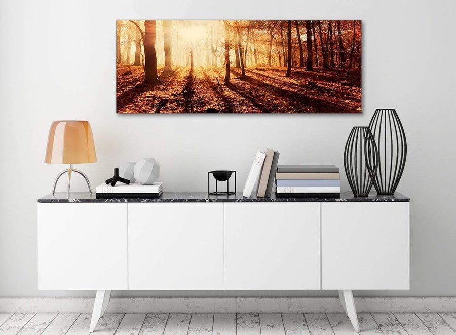 Autumn Leaves Forest Scenic Landscapes Canvas Art Pictures - Trees - 1386 Orange - 120cm Wide Print