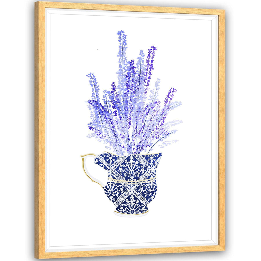 Purple French Lavender Illustration Floral Framed Wall Art Print