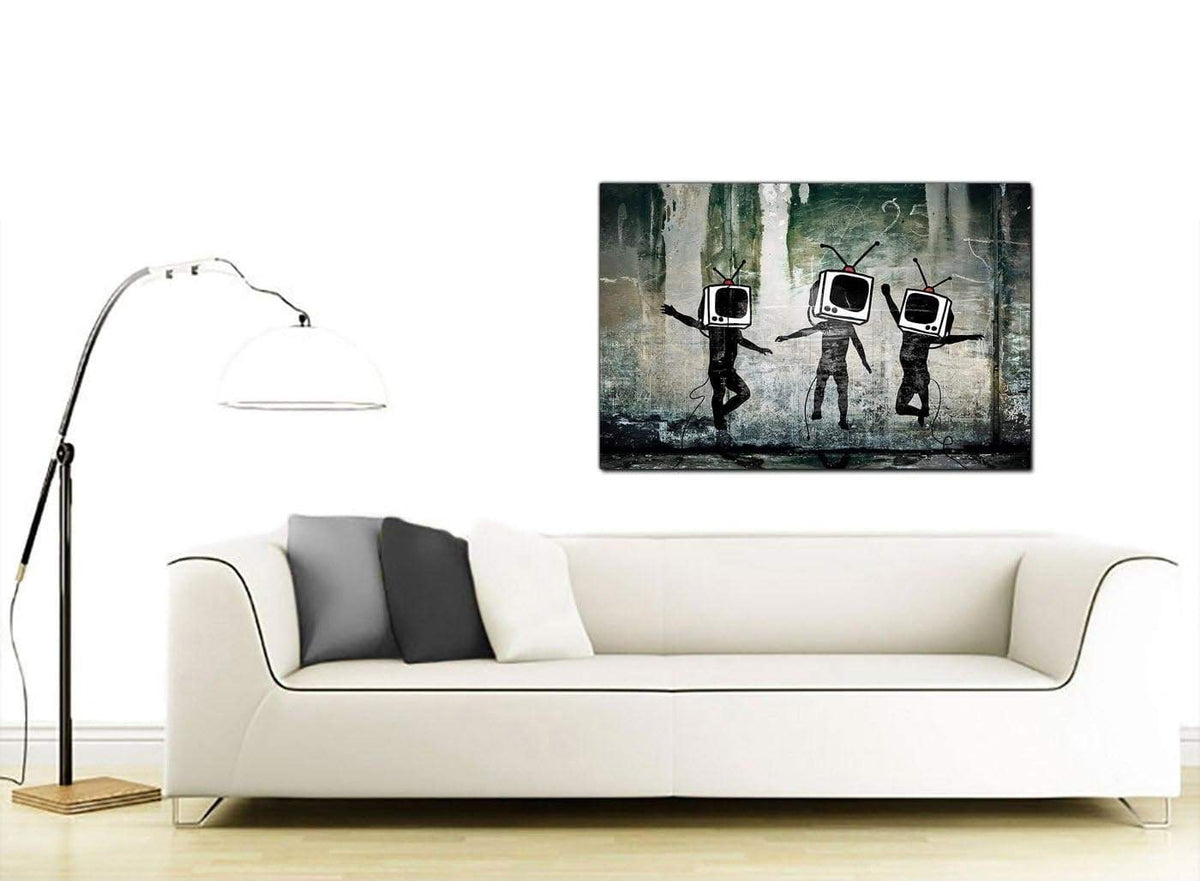 Banksy Modern TV Heads Canvas Art Print