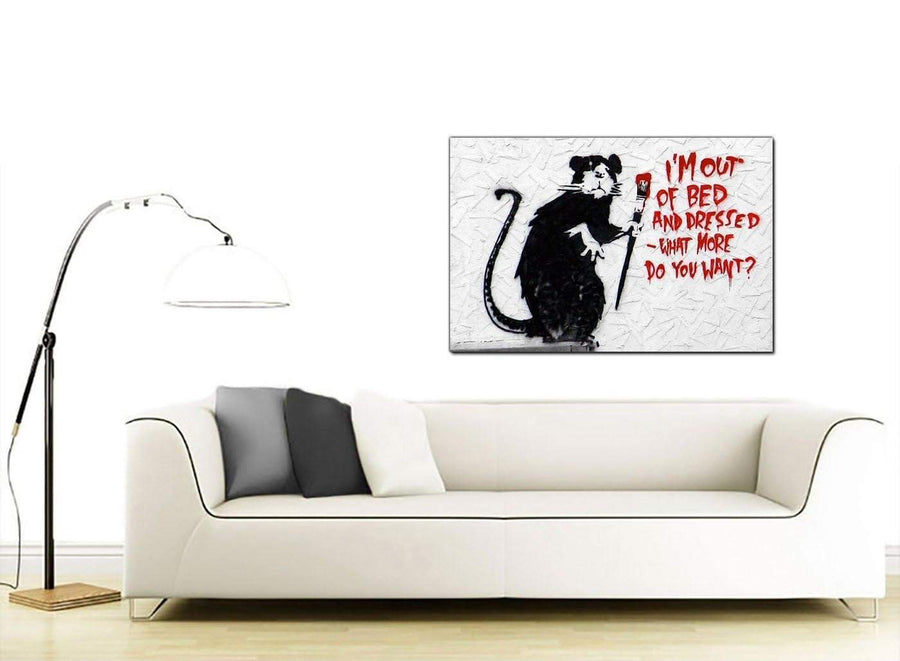 Banksy Canvases - Rat with a Paintbrush Im Out of Bed