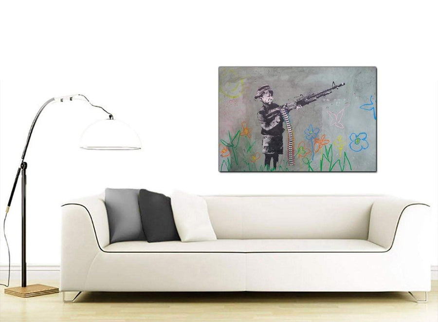 Banksy Boy with Crayon Gun Modern Canvas Art -