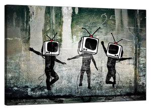 Banksy Canvas Pictures - People with Television Heads - Urban Art