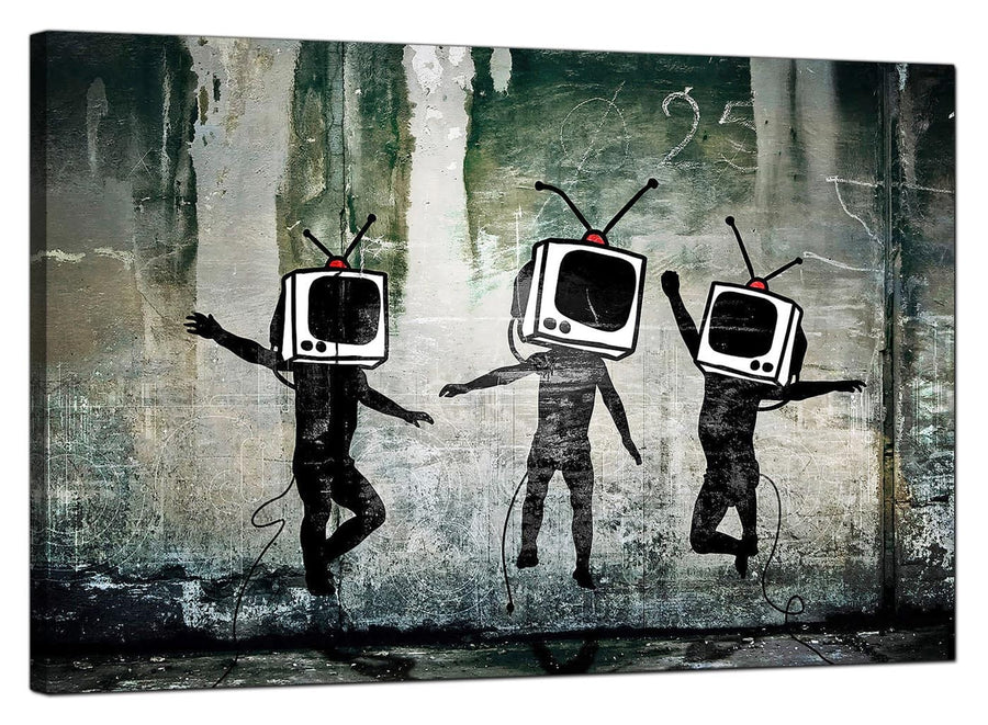 Banksy Canvas Pictures - People with Television Heads - Urban Art