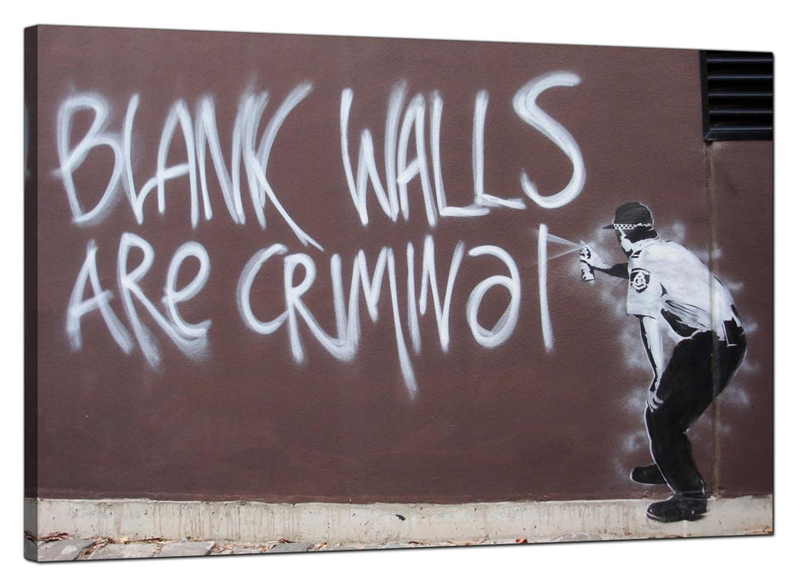 Banksy Canvas Pictures - Policeman Spraying Blank Walls are Criminal Graffiti - Urban Art