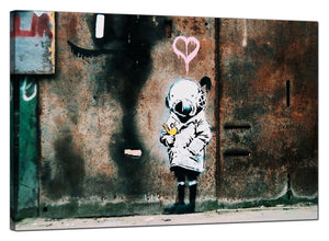 Banksy Canvas Pictures - Space Girl With Bird - Urban Art