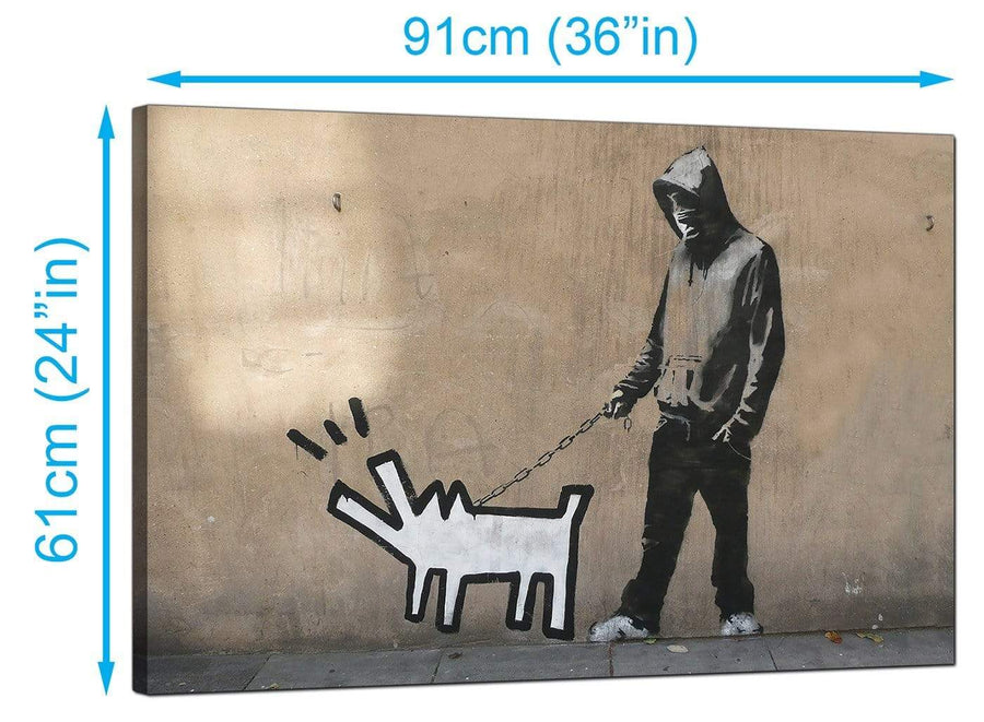 Banksy Canvas Prints UK - Choose Your Weapon Man with Keith Haring Dog - Graffiti Art