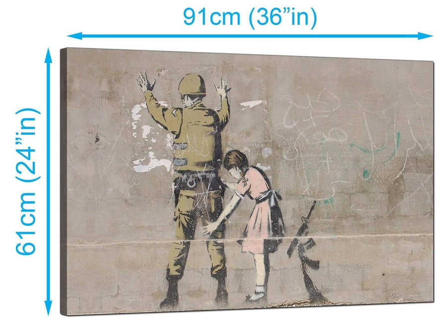 Banksy Canvas Prints UK - Girl Child Frisks a Soldier - Graffiti Art