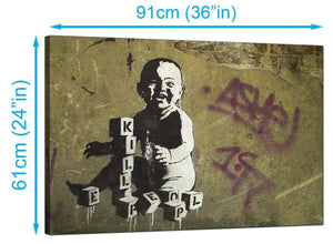 Banksy Canvas Prints UK - Kill People Baby With Building Blocks - Graffiti Art