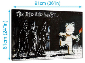 Banksy Canvas Prints UK - Mild Mild West Teddy Bear Bomber - Graffiti Art