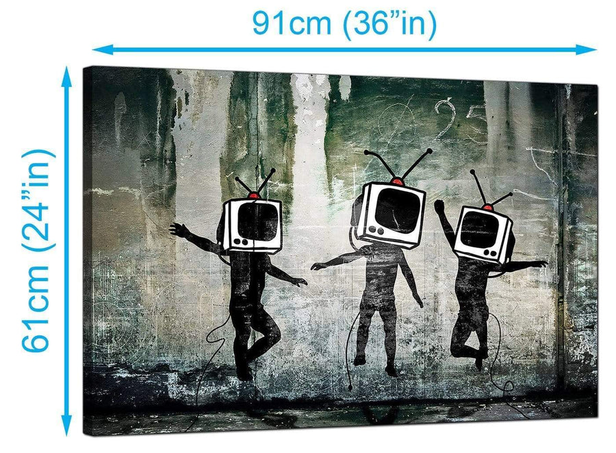 Banksy Canvas Prints UK - People with Television Heads - Graffiti Art
