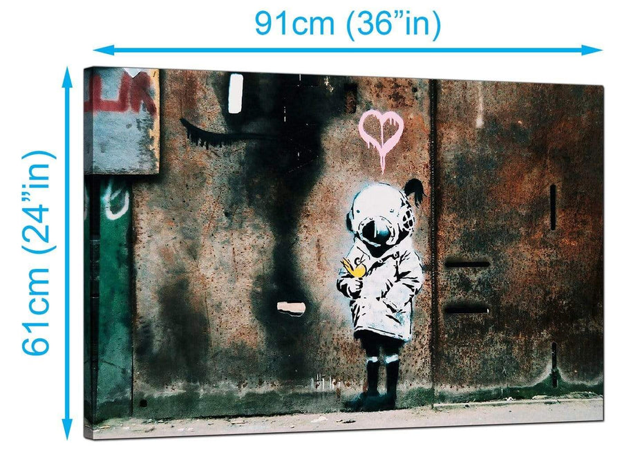 Banksy Canvas Prints UK - Space Girl With Bird - Graffiti Art