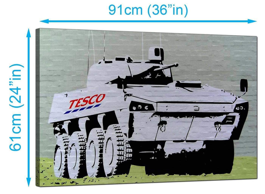 Banksy Canvas Prints UK - Tesco Tank Eight Wheel Armoured Car - Graffiti Art
