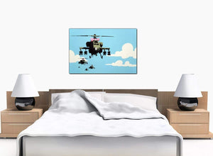 Banksy Canvas Prints - Happy Choppers Pink Ribbon Helicopter Gunships - Art Work