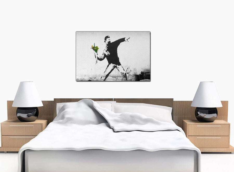 Banksy Canvas Prints - Rage Man Throwing Flowers - Palestine