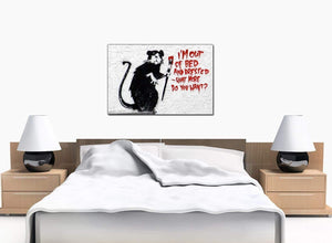 Banksy Canvas Prints - Rat with a Paintbrush Im Out of Bed and Dressed What More do You Want? - USA