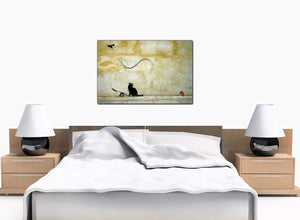 Banksy Canvas Prints - Cat and Flying Mouse