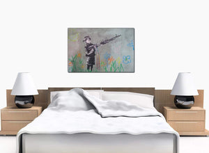 Banksy Canvas Prints - The Crayola Shooter Boy with Crayon Machine Gun - USA