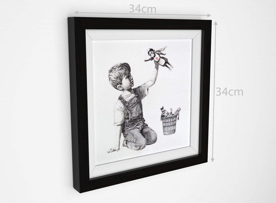 Banksy NHS Superhero Nurse Picture ‚Äö√Ñ√¨ Framed Art Print