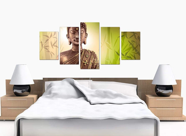 5 Part Set of Extra-Large Green Canvas Pictures