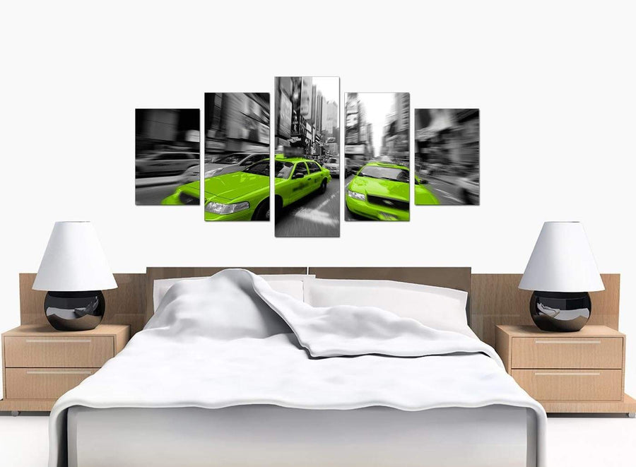 Set Of Five Extra-Large Lime Green Canvas Prints