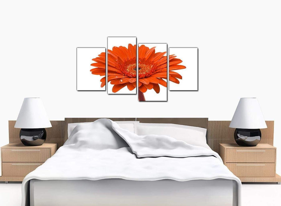 Set Of Four Bedroom Orange Canvas Wall Art