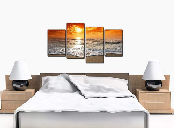 Set Of Four Large Orange Canvas Art