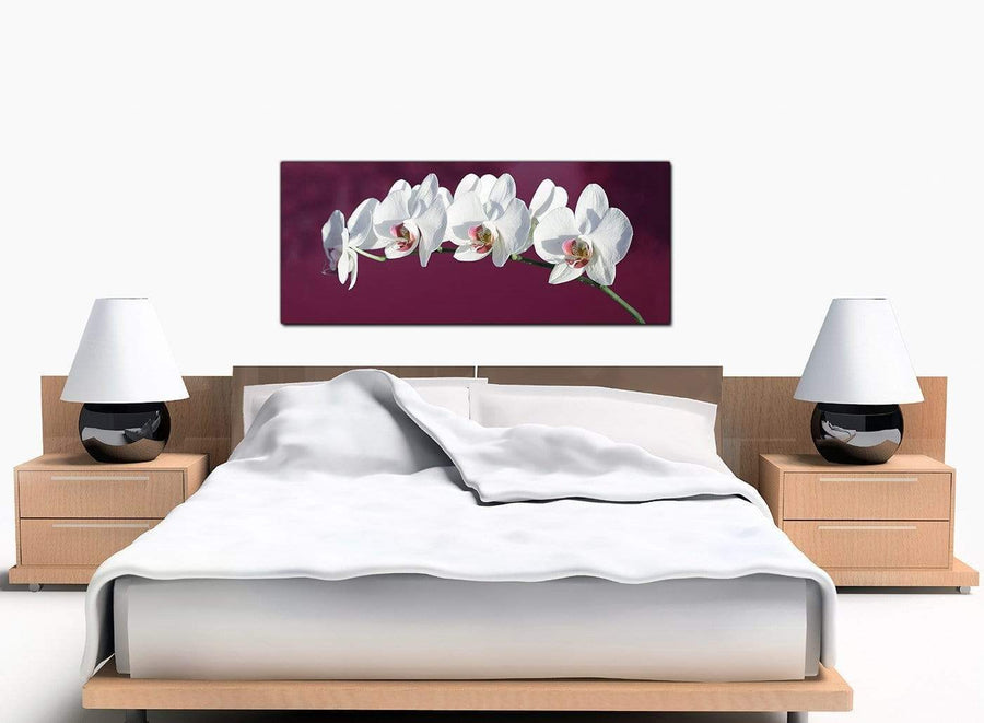 Floral White Bedroom Plum Canvas Picture