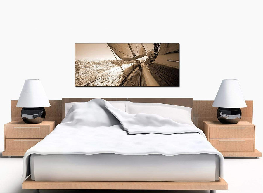 Sailing Boat Bedroom Brown Canvas Picture