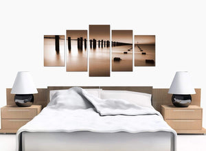 5 Piece Set of Bedroom Brown Canvas Picture