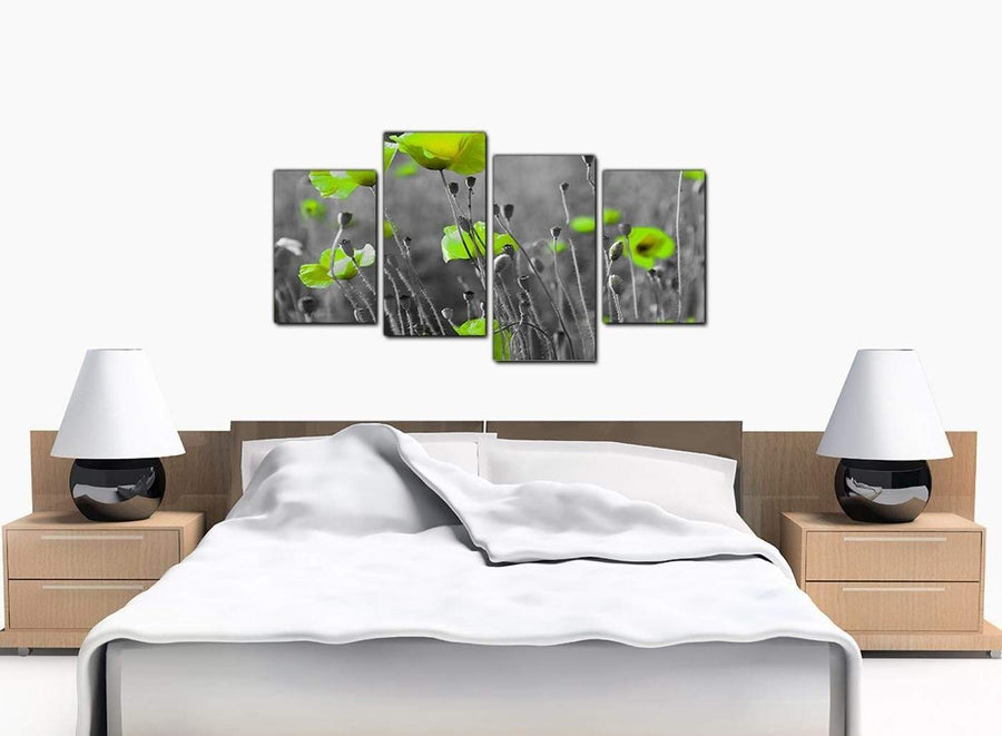 Four Panel Set of Large Green Canvas Pictures