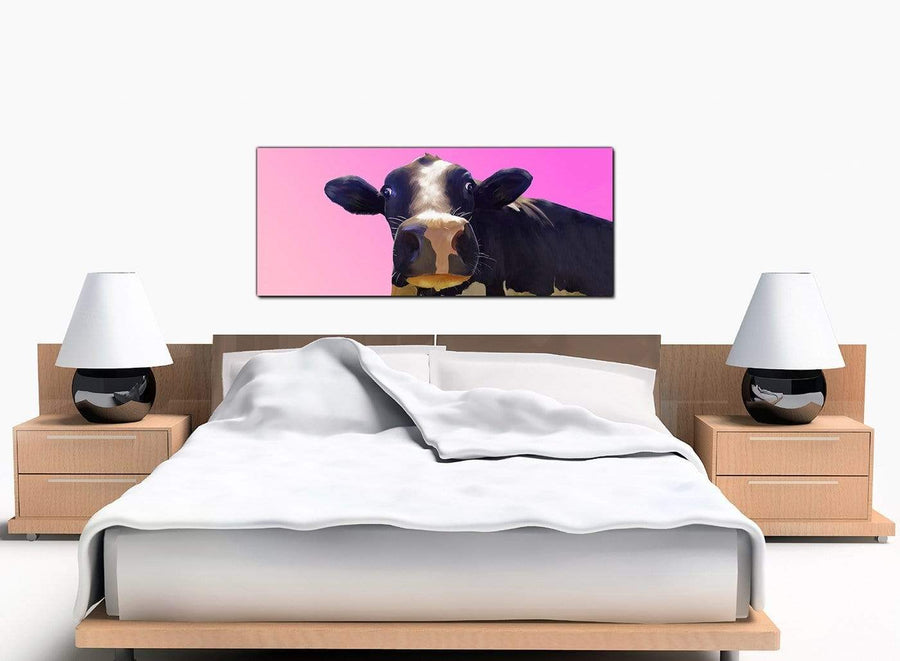 Funky Cow Bedroom Pink Canvas Wall Art