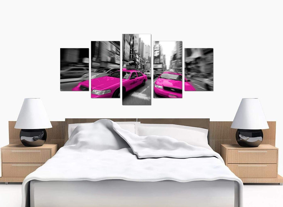 5 Piece Set of Large Pink Canvas Wall Art