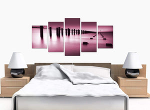 Set Of Five Bedroom Plum Canvas Pictures