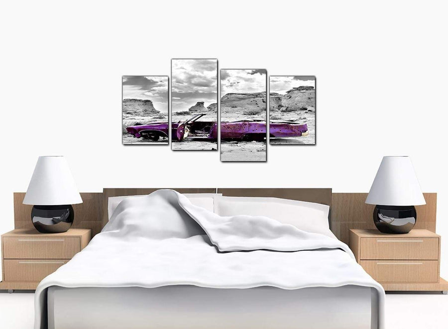 4 Panel Set of Extra-Large Purple Canvas Pictures