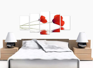 5 Panel Set of Bedroom Red Canvas Wall Art