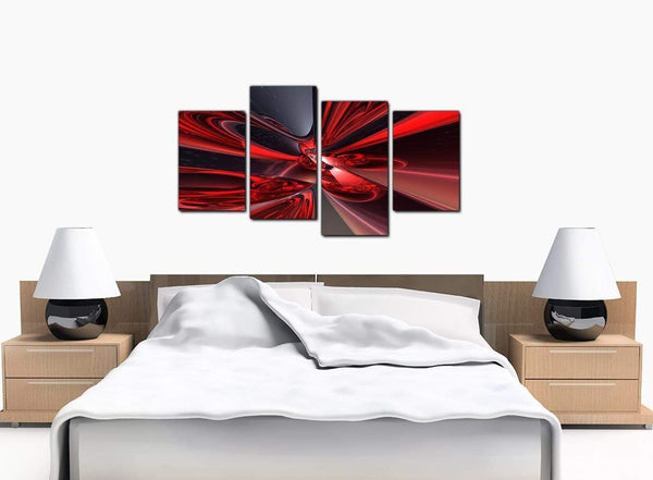 Set Of 4 Bedroom Red Canvas Pictures