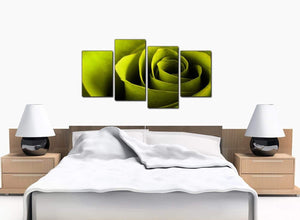 Four Panel Set of Bedroom Green Canvas Art