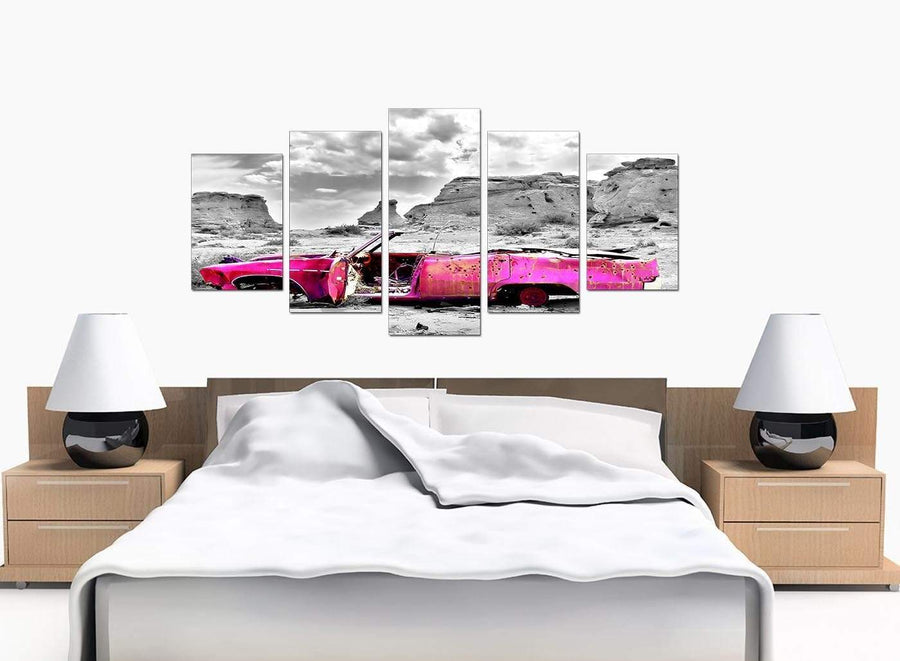 Five Part Set of Bedroom Pink Canvas Pictures