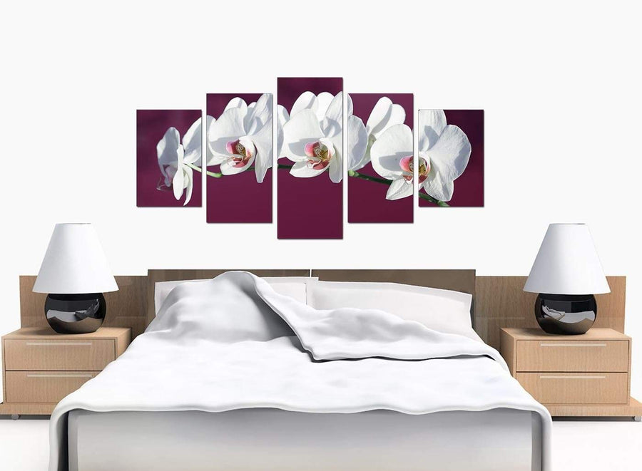 Five Panel Set of Bedroom Plum Canvas Prints
