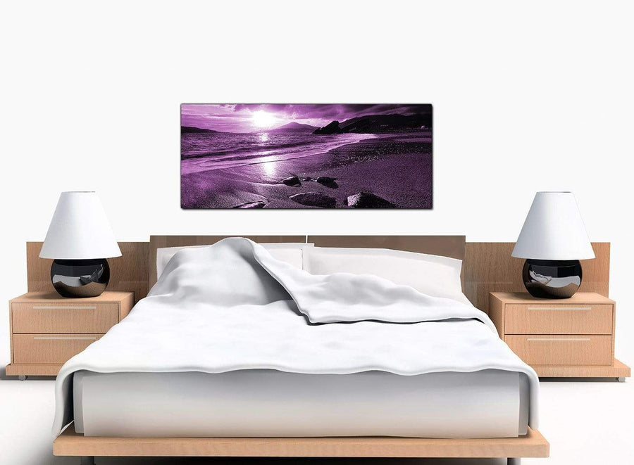 Beach Sunrise Bedroom Purple Canvas Prints