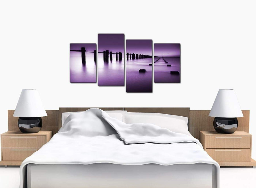 Set Of Four Modern Purple Canvas Picture