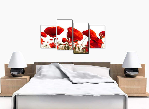 4 Piece Set of Large Red Canvas Pictures