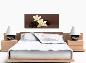 Vanilla Floral Bedroom Brown Canvas Prints